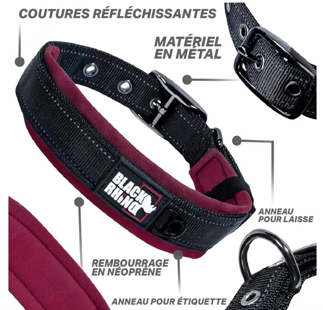 🐾 Collier Black Rhino – Haute Qualité Renfort en Néoprène